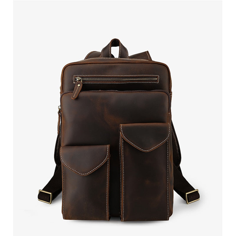 Gran mochila vintage de cuero para hombres