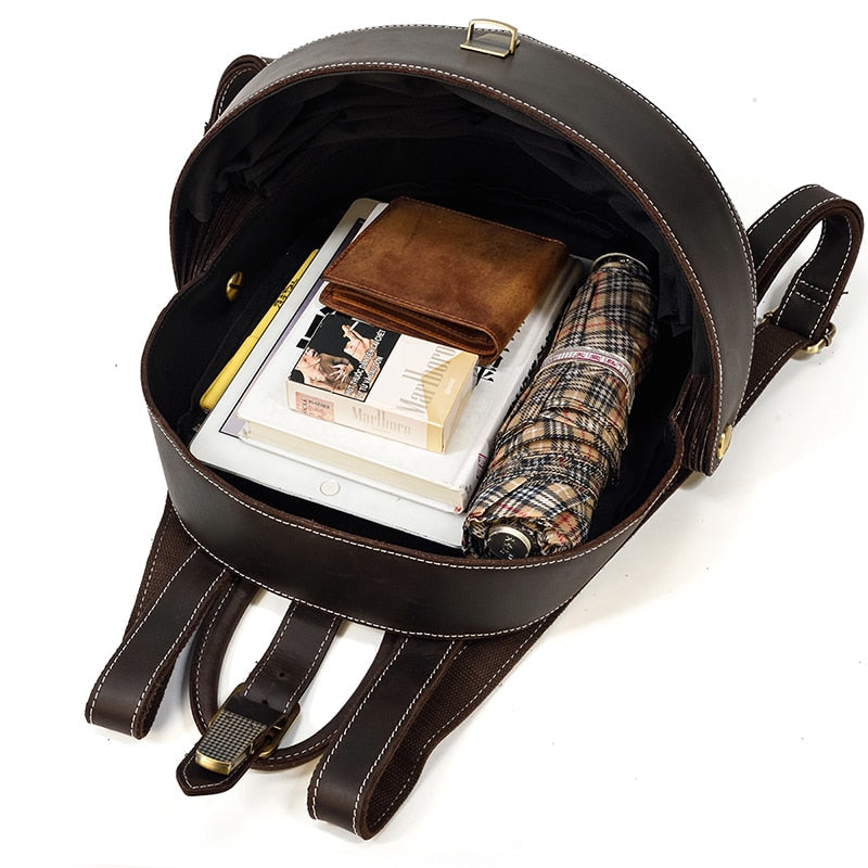 Mochila de cuero estilo escarabajo para damas