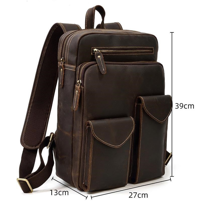 Gran mochila vintage de cuero para hombres