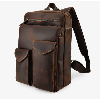Gran mochila vintage de cuero para hombres