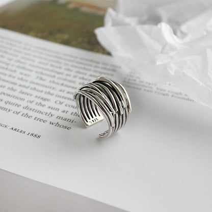 Anillo Ajustable de Plata en Capas