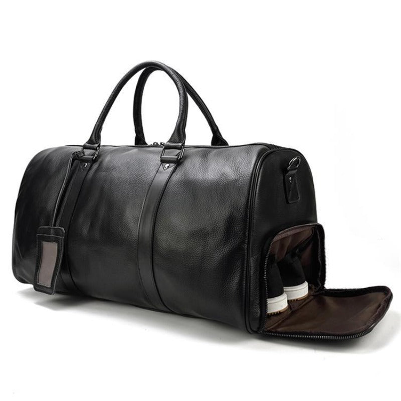 Bolsa de viaje de cuero auténtico suave y lujosa