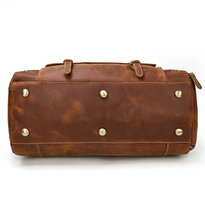 Bolsa de viaje de cuero Retro Crazy Horse con compartimento separado para zapatos