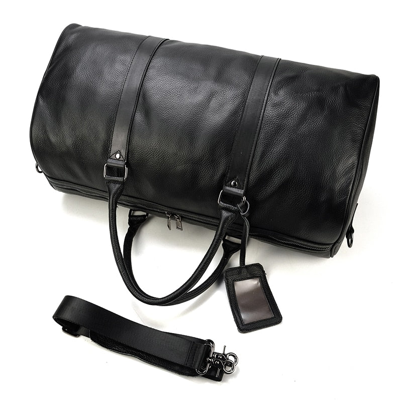 Bolsa de viaje de cuero auténtico suave y lujosa