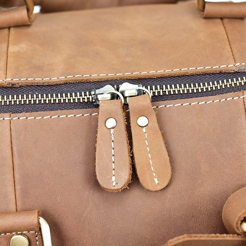 Bolso de viaje de cuero Crazy Horse vintage para hombres