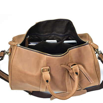 Bolso de viaje de cuero Crazy Horse vintage para hombres