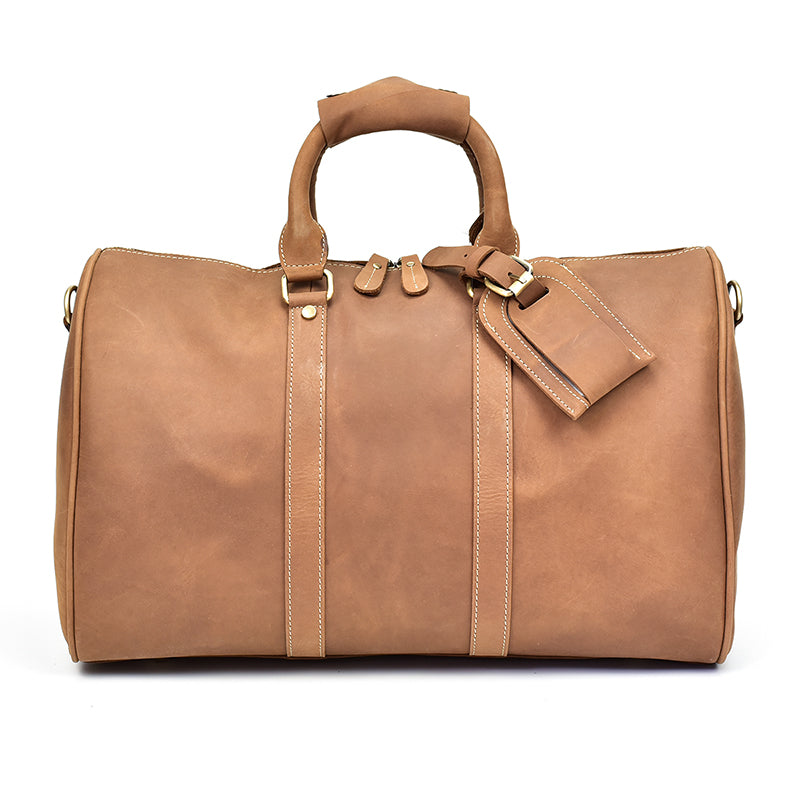 Bolso de viaje de cuero Crazy Horse vintage para hombres