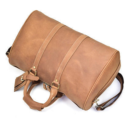 Bolso de viaje de cuero Crazy Horse vintage para hombres