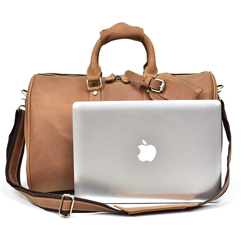 Bolso de viaje de cuero Crazy Horse vintage para hombres