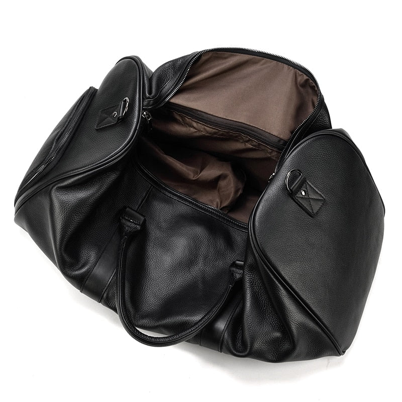 Bolsa de viaje de cuero auténtico suave y lujosa