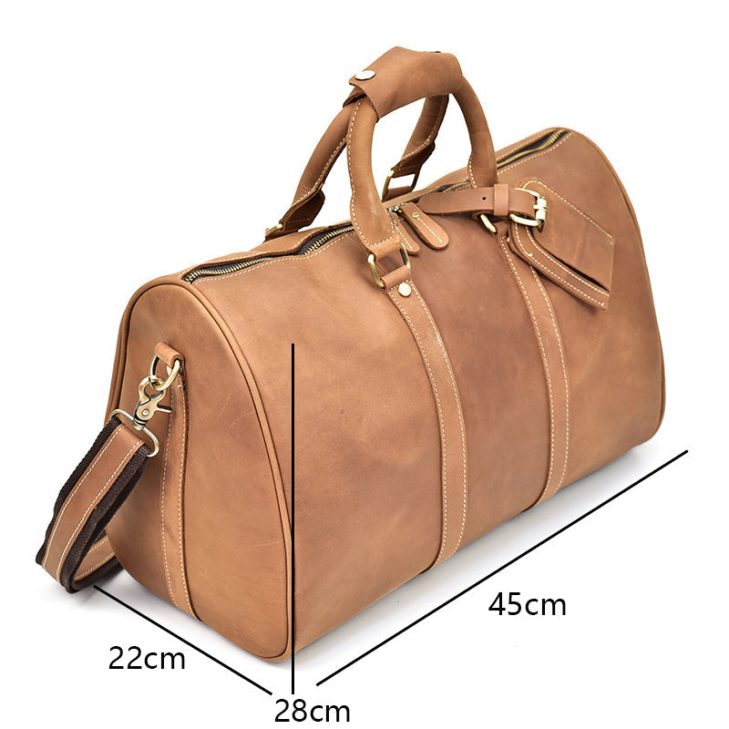 Bolso de viaje de cuero Crazy Horse vintage para hombres