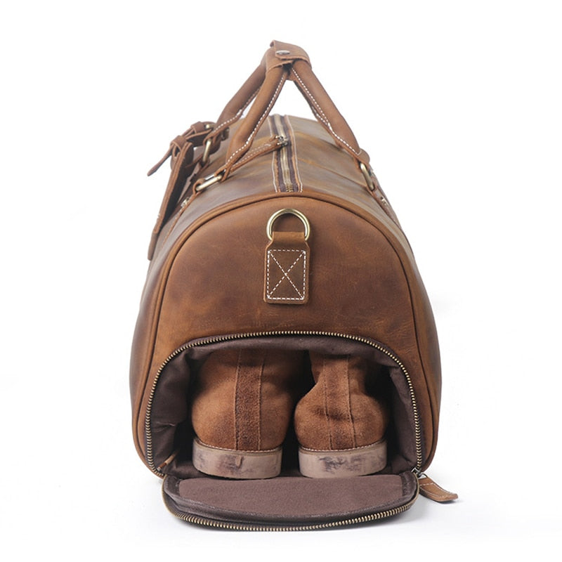 Bolsa de viaje de cuero auténtico