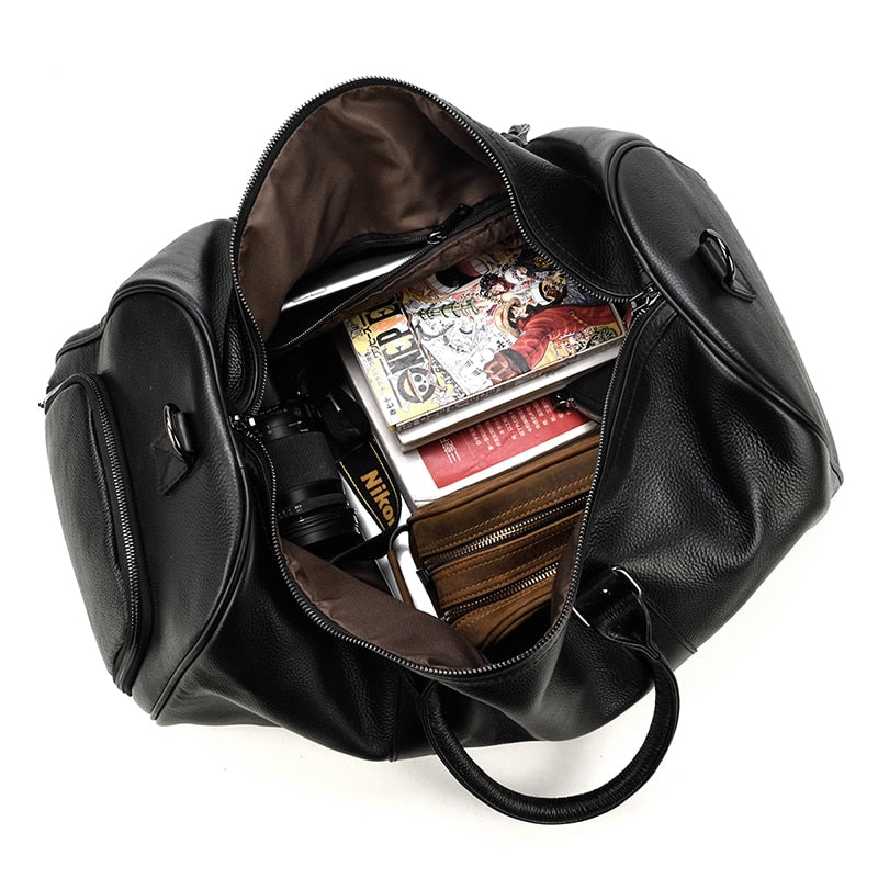 Bolsa de viaje de cuero auténtico suave y lujosa