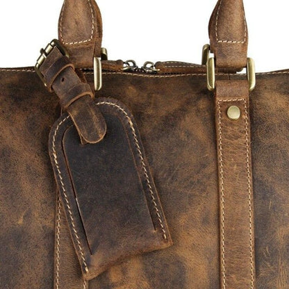 Bolso de viaje de cuero Crazy Horse vintage para hombres