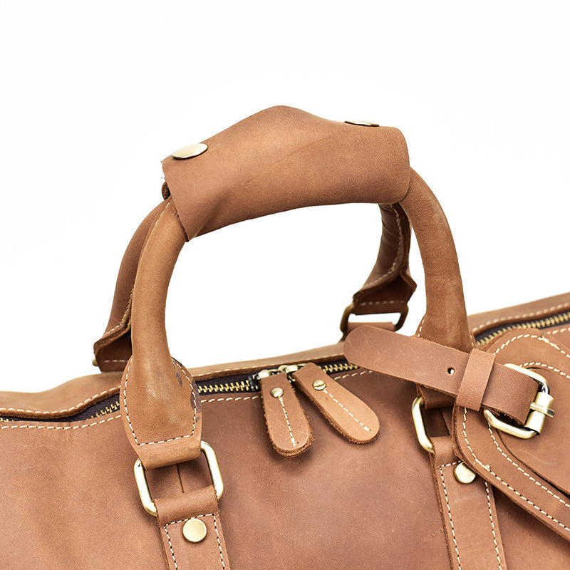 Bolso de viaje de cuero Crazy Horse vintage para hombres