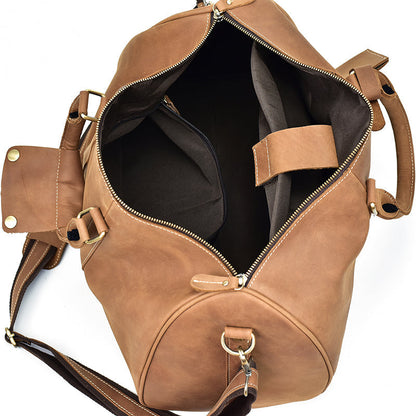 Bolso de viaje de cuero Crazy Horse vintage para hombres