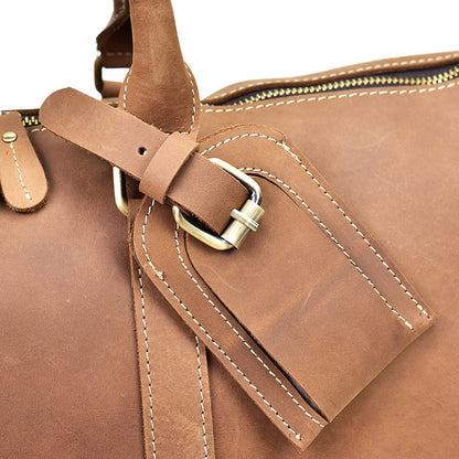 Bolso de viaje de cuero Crazy Horse vintage para hombres