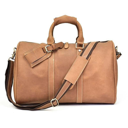 Bolso de viaje de cuero Crazy Horse vintage para hombres
