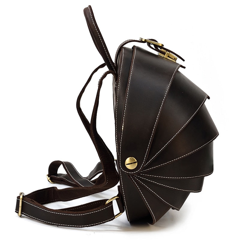 Mochila de cuero estilo escarabajo para damas