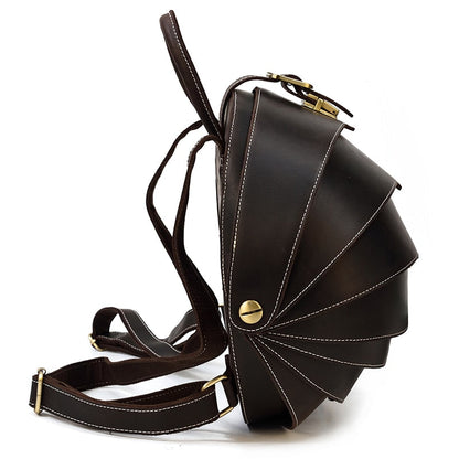Mochila de cuero estilo escarabajo para damas