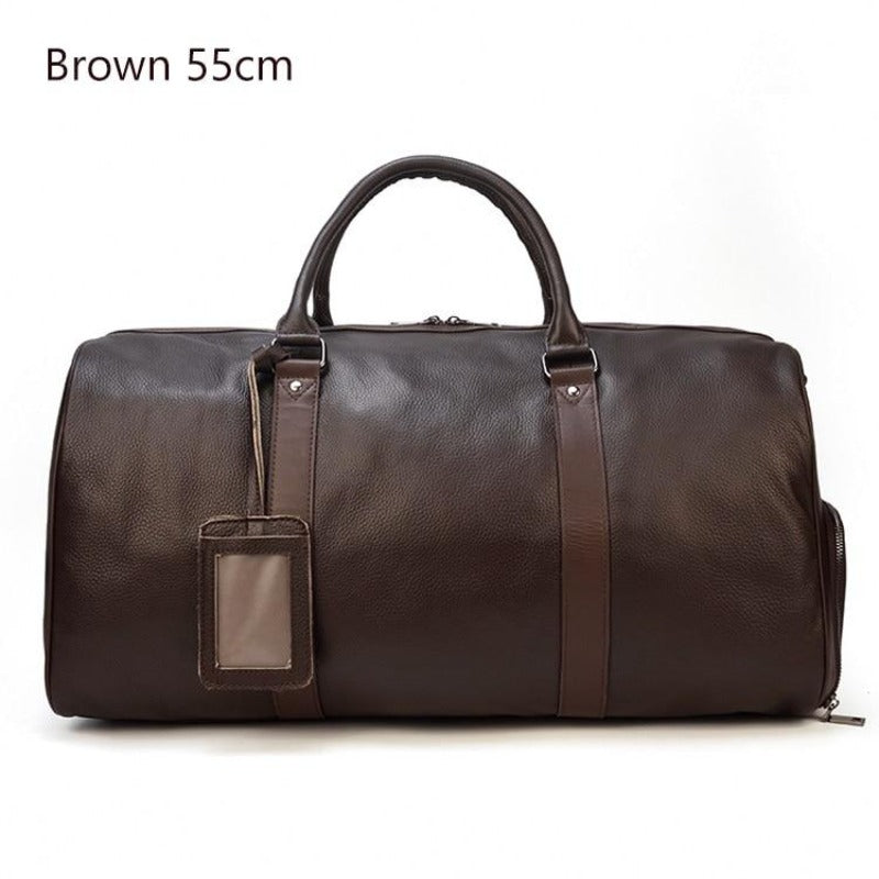 Bolsa de viaje de cuero auténtico suave y lujosa