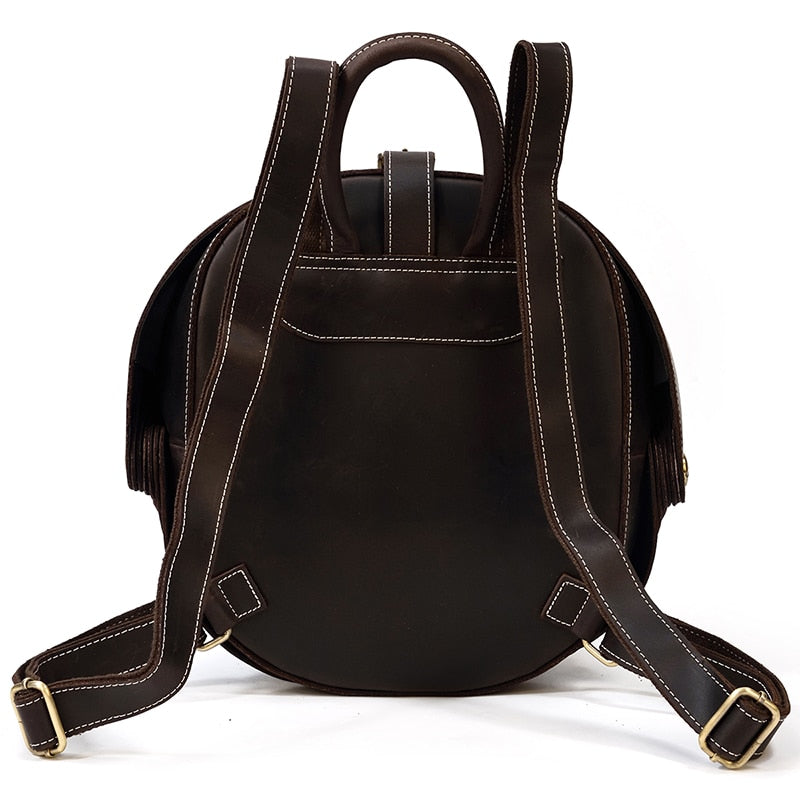 Mochila de cuero estilo escarabajo para damas
