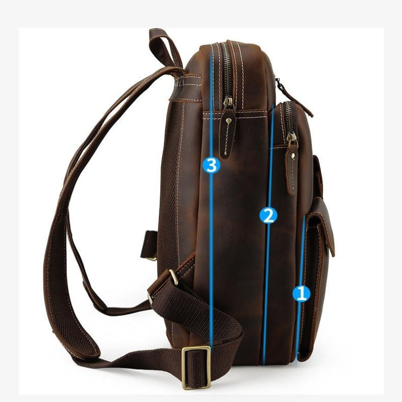 Gran mochila vintage de cuero para hombres