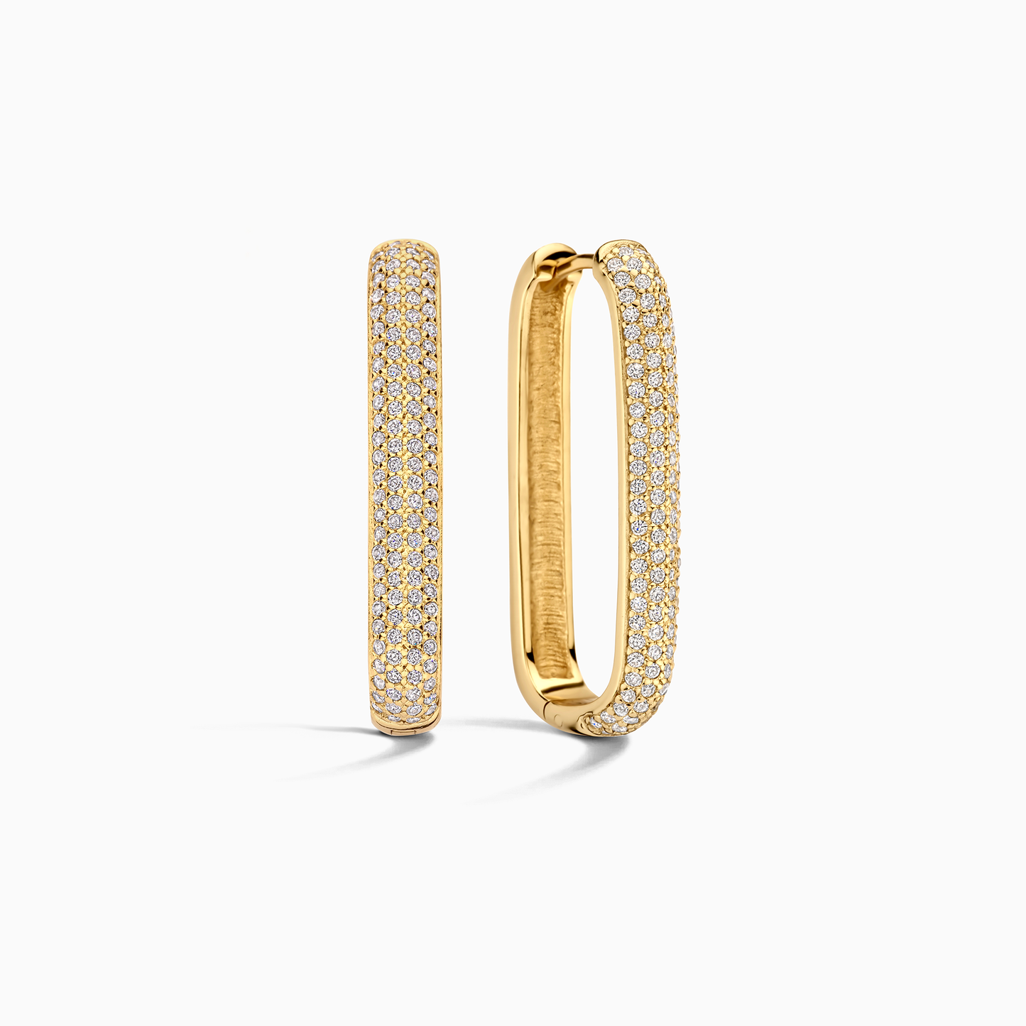 Pendientes de aro con grandes íconos pavé | Oro