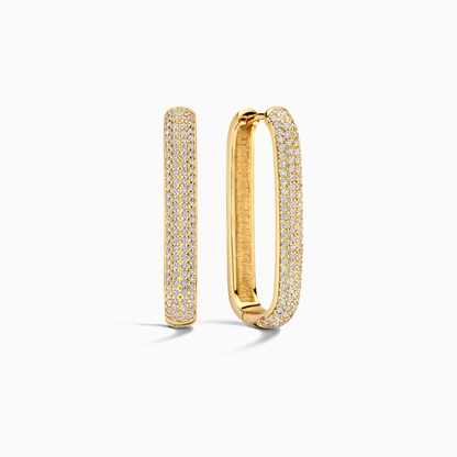 Pendientes de aro con grandes íconos pavé | Oro