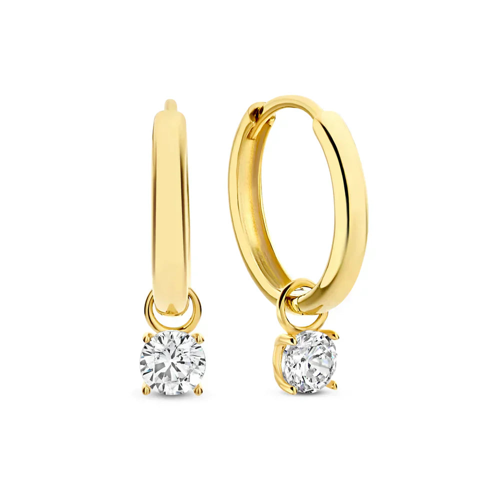 Pendientes de aro con piedras Larmes de Lune | Oro