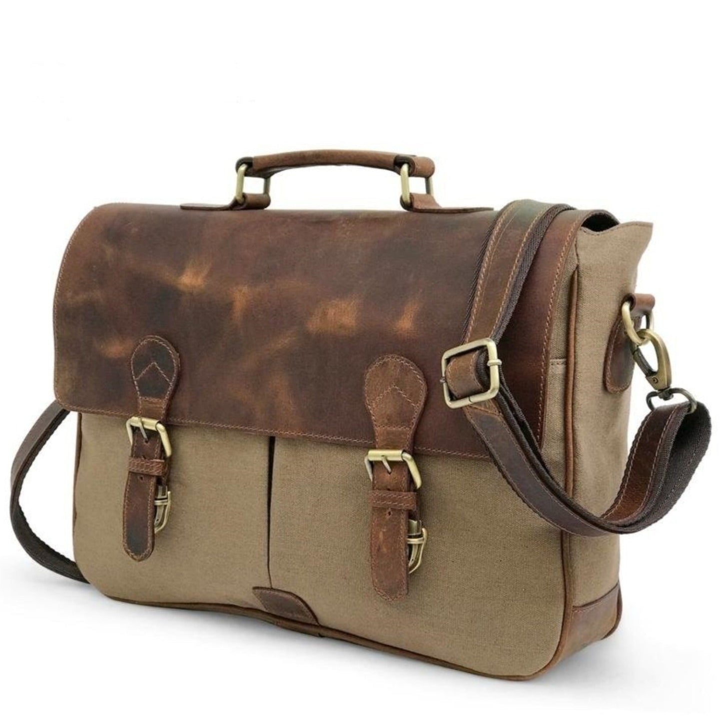 Bolsa de Laptop de Cuero Braun de Lona para Cazadores