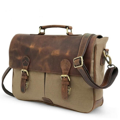 Bolsa de Laptop de Cuero Braun de Lona para Cazadores