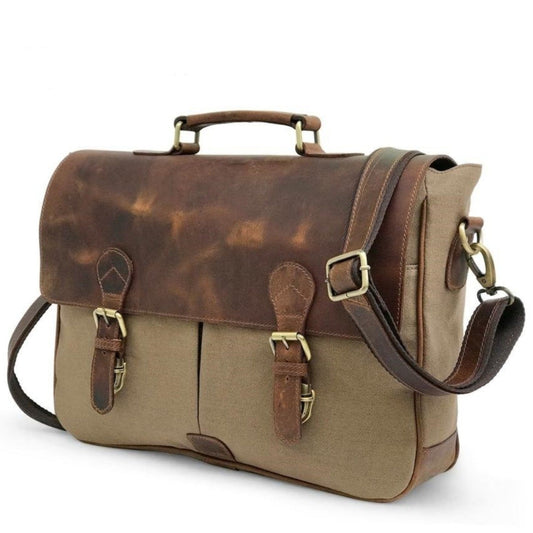 Bolsa de Laptop de Cuero Braun de Lona para Cazadores