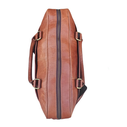 Bolso de cuero marrón para ordenador