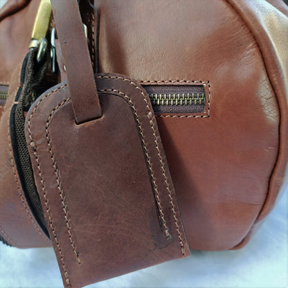 Bolso de viaje de cuero marrón