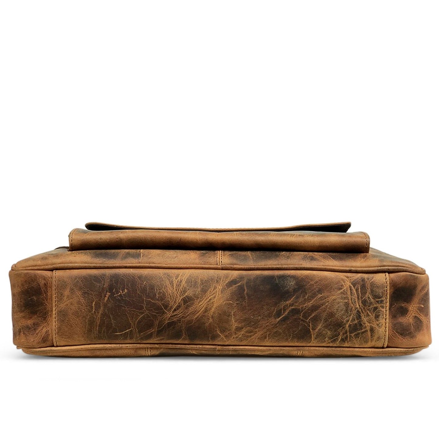 Bolsa para portátil de cuero marrón cazador