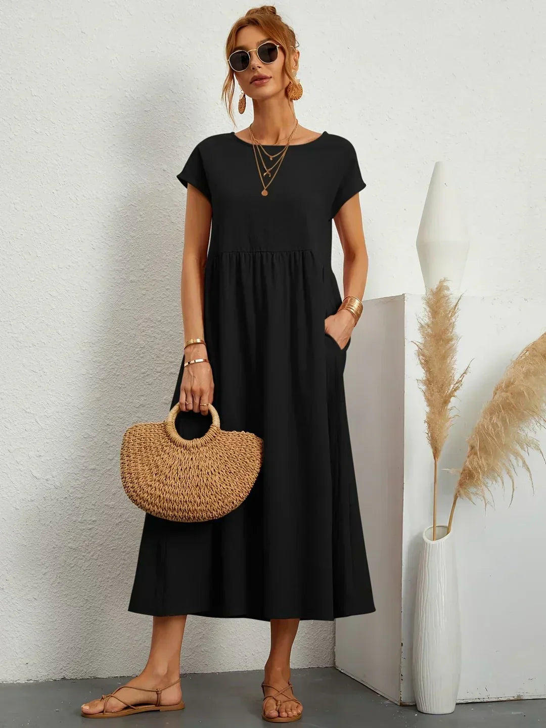 Gabrielle | Vestido Midi Fluido con Elegancia Atemporal