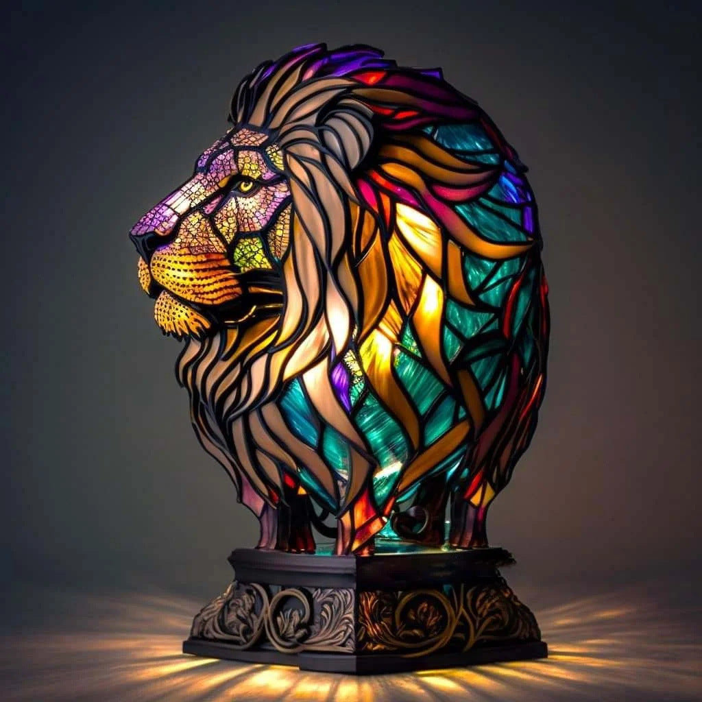 Simba | Lámpara león mágica de vidrio de colores