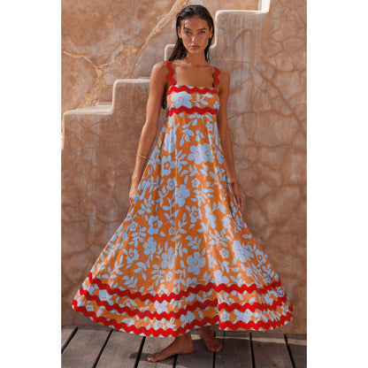 Ashly™ - Boho Slash Neck Maxi Dress