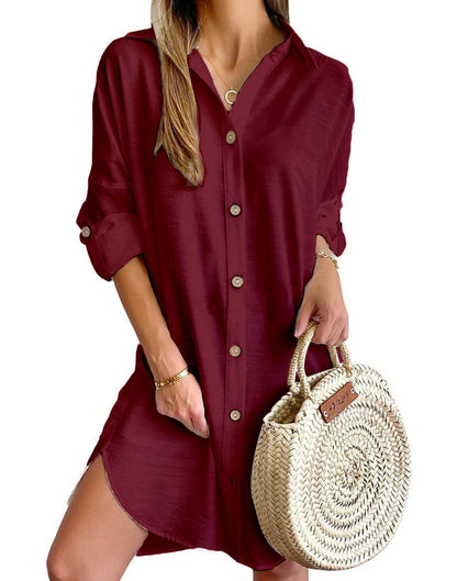Cassy™ - Classic Button-Up Shirt Dress