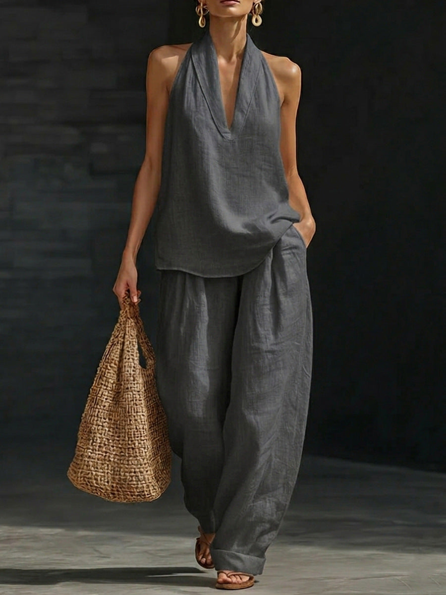 Esma | Conjunto sin mangas con pantalones amplios