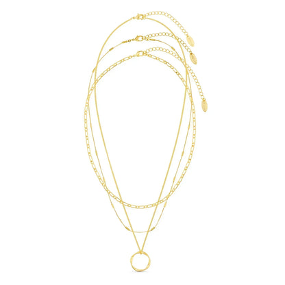 Collar de tres hilos con círculo abierto | Oro