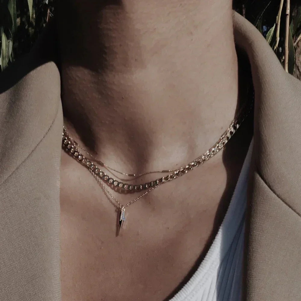 Collar con cadena de eslabones planos | Oro