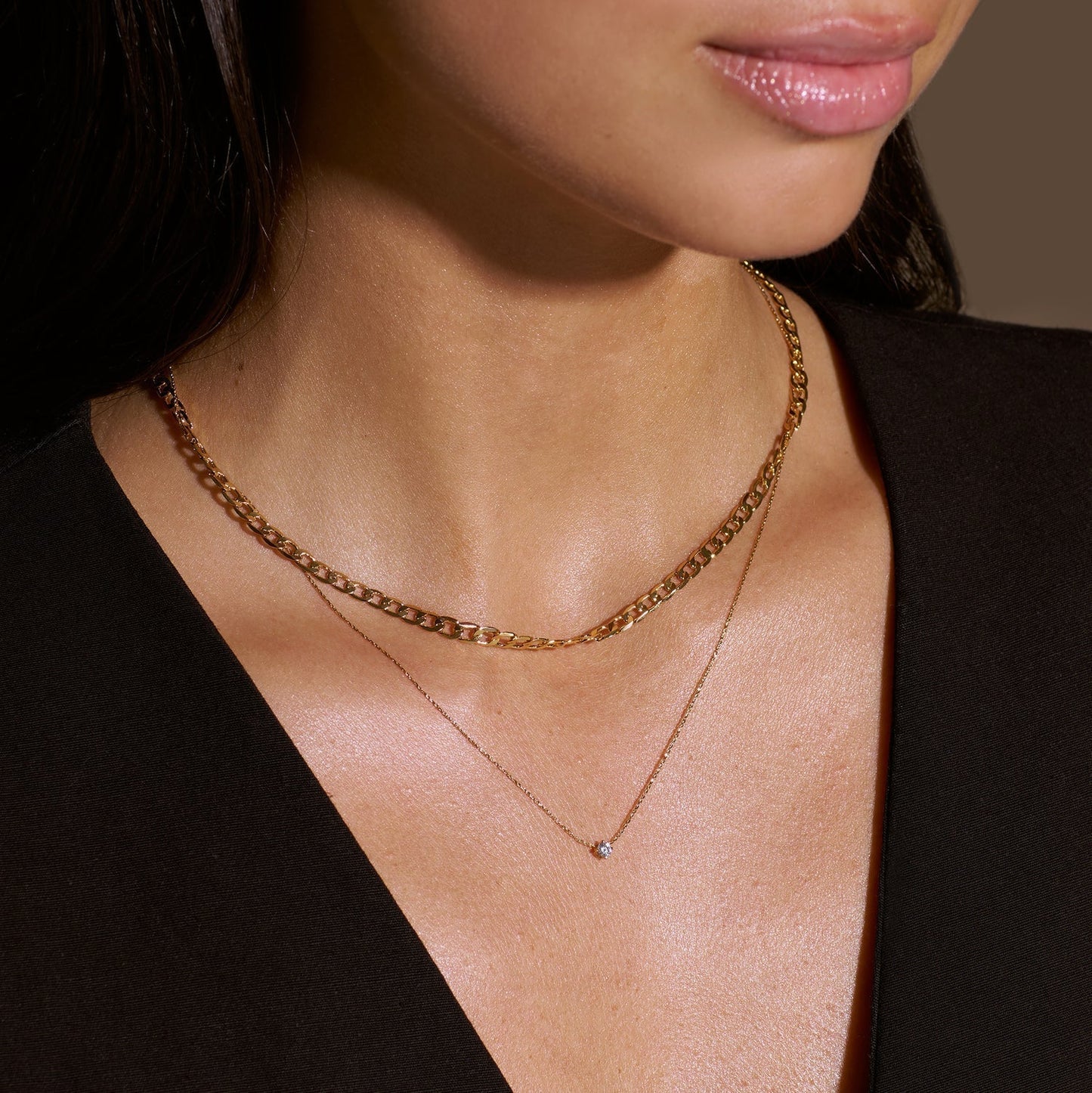 Collar con cadena de eslabones planos | Oro
