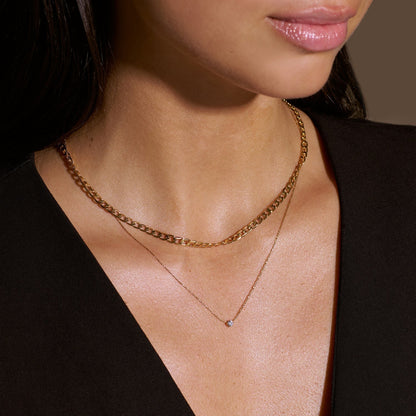 Collar con cadena de eslabones planos | Oro