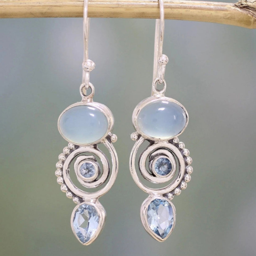 Pendientes de Plata Vintage Exclusivos con Piedra de Luna