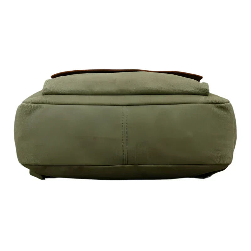 Mochila auténtica de cuero y lona | Mochila vintage para laptop de colegio