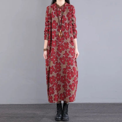 Florence | Vintage Floral Cotton Midi Dress
