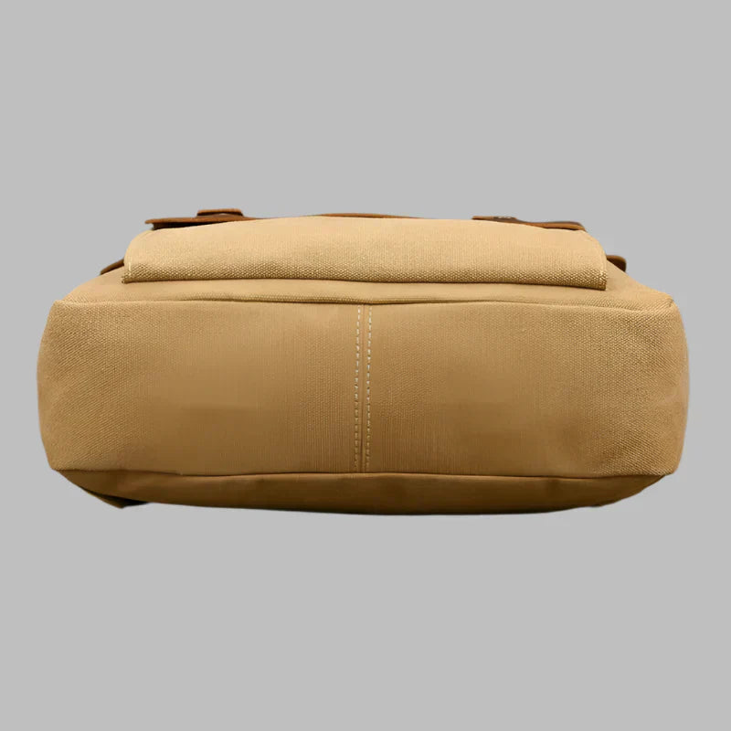 Mochila auténtica de cuero y lona | Mochila vintage para laptop de colegio