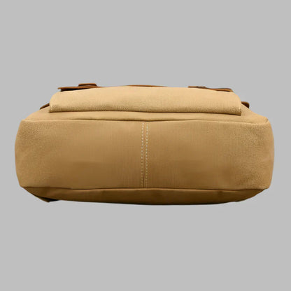 Mochila auténtica de cuero y lona | Mochila vintage para laptop de colegio